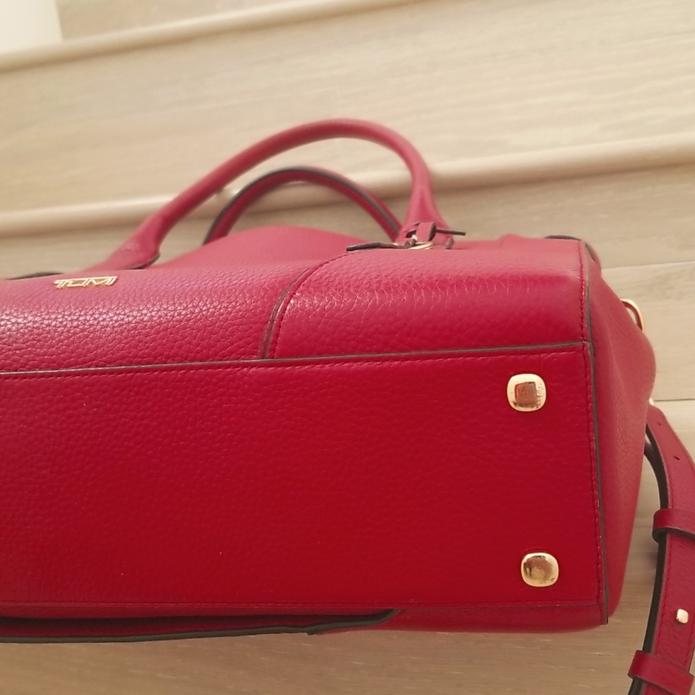 Tumi Stanton Kiran Leather Tote in Raspberry Red - Picture 11 of 15